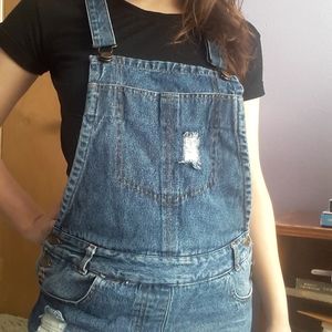 Denim Overalls w/ Straight Leg